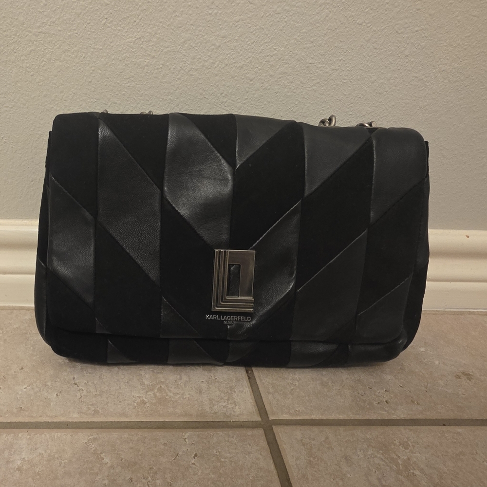 Karl Lagerfeld Black Geometric Shoulder Bag